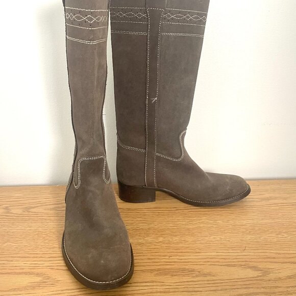 Zara Flat Country Taupe Nubuck Boots Size 37 EU - Picture 4 of 8